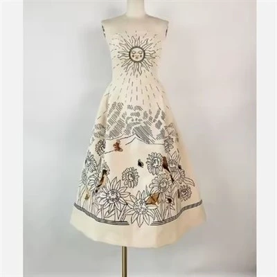 Robe 100% viscose brodée