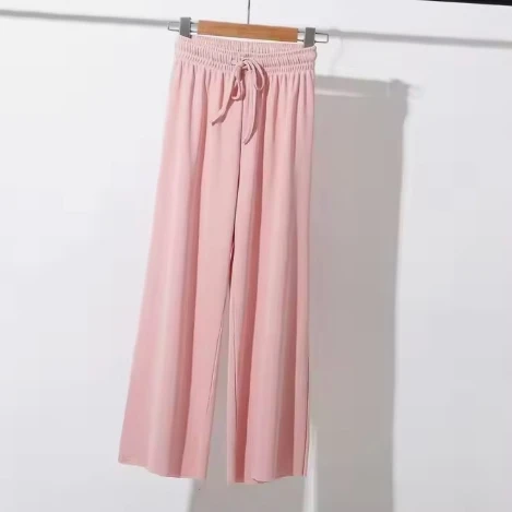 Pantalon décontracté en viscose et soie unie